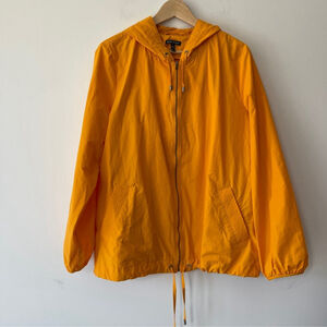 Eileen Fisher Jacket XL lightweight hooded windbreaker Yellow Orange zip up